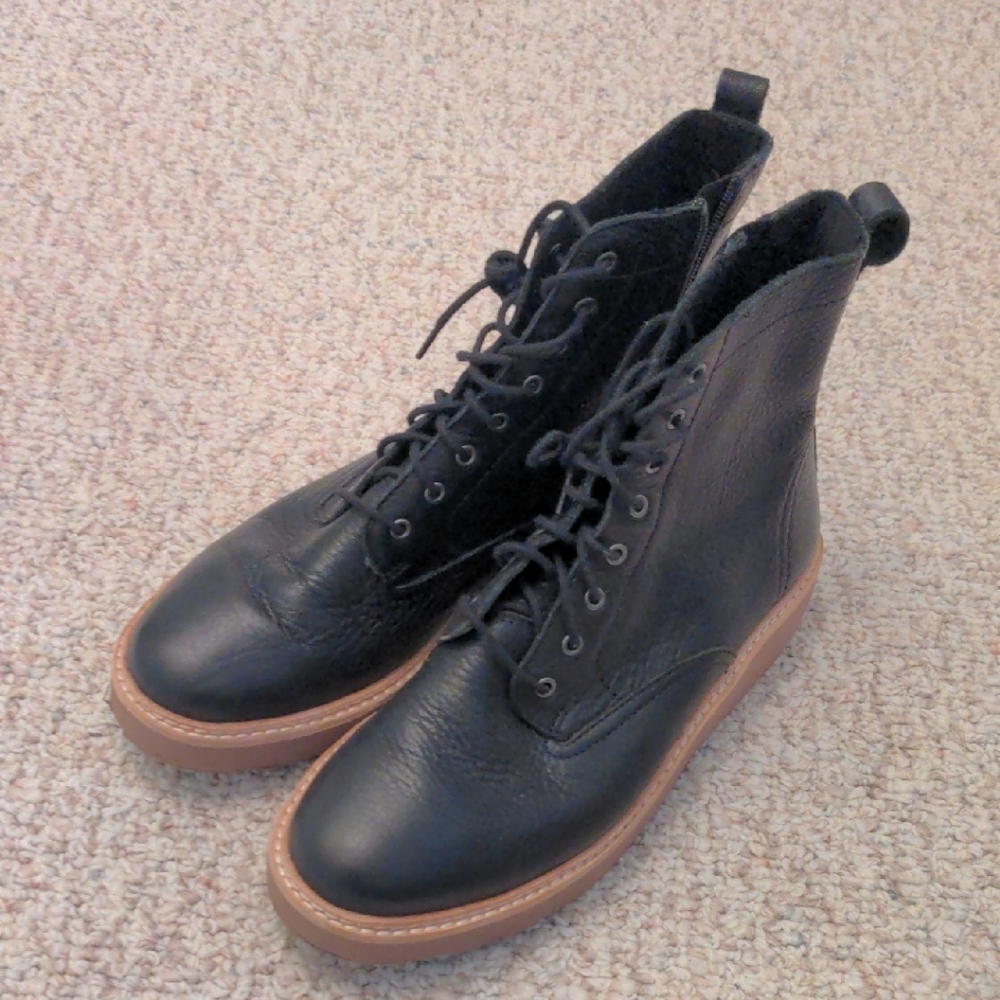 Clarks Black Ankle Boots with Brown Sole